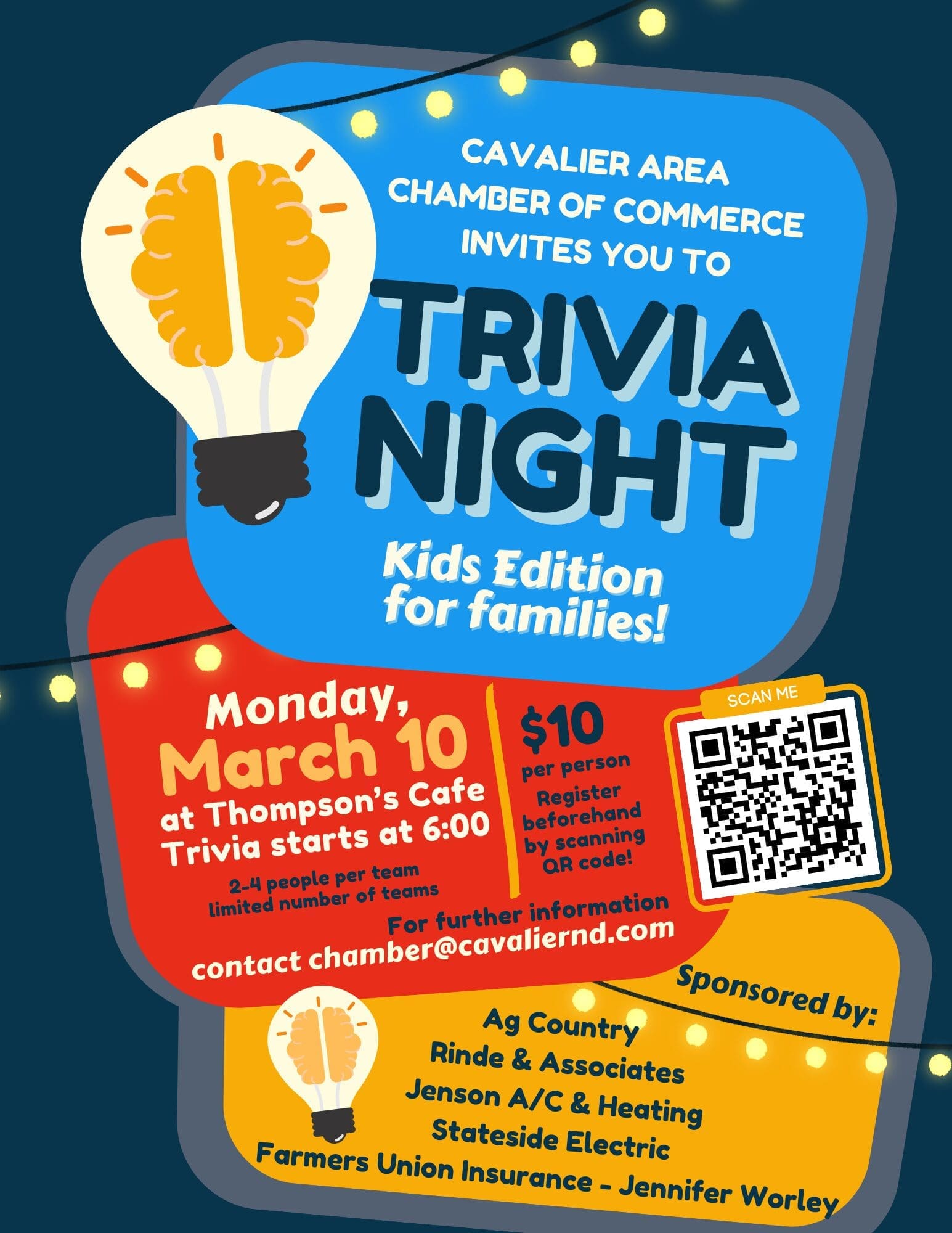 Trivia Night – Kids Flyer Thompson’s Cafe